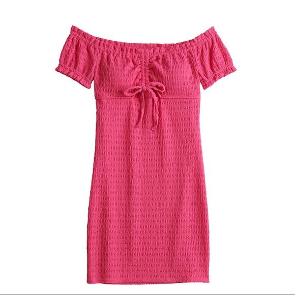 NWT SO Allover Smocked Cutout Mini Dress Barbie Pink Juniors Size L Size XL - Picture 3 of 3